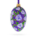 Purple Garden Flowers Egg Glass Ornament 4 Inches