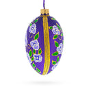 Purple Garden Flowers Egg Glass Ornament 4 Inches