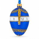 1895 Blue Serpent Clock Royal Egg Glass Ornament 4 Inches