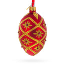 Gold Stars on Red Glass Egg Ornament 4 Inches