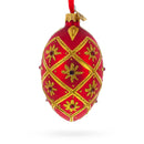 Gold Stars on Red Glass Egg Ornament 4 Inches
