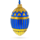 1885 Blue Enamel Ribbed Royal Egg Glass Ornament 4 Inches