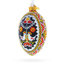 Two Roosters Ukrainian Glass Egg Ornament 4 Inches