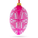 White Star Ukrainian Glass Egg Ornament 4 Inches