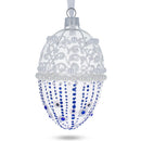 Pearls on Frosted Glass Egg Ornament 4 Inches
