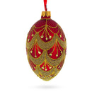 White Trellis On Red Egg Glass Ornament 4 Inches