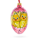 Two Chicks Egg Glass Ornament 4 Inches