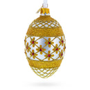Gold Stars On Trellis Egg Glass Ornament 4 Inches