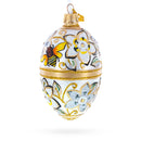 Bee On Flowers Glass Egg Ornament 4 Inches