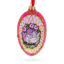 Romantic Doves in Floral Glass Egg Ornament 4 Inches