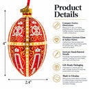 1896 Twelve Monograms in Red Royal Egg Glass Ornament 4 Inches
