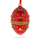 Jeweled Red Glass Egg Ornament 4 Inches
