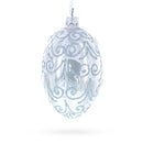 Jeweled Beads on Glossy White Glass Egg Ornament 4 Inches