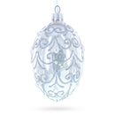 Jeweled Beads on Glossy White Glass Egg Ornament 4 Inches