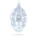 Jeweled Beads on Glossy White Glass Egg Ornament 4 Inches