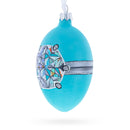 American Art Nouveau Jeweled Diamond Ring Glass Egg Christmas Ornament 4 Inches