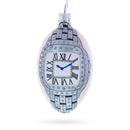 Louis-Francois Designer Jeweled Timepiece Glass Egg Christmas Ornament 4 Inches