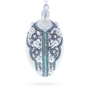 French Couturier Pearls on White Pendant Necklace Glass Egg Christmas Ornament 4 Inches