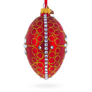 Diamond Star Red Glass Egg Christmas Ornament 4 Inches