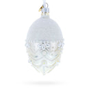 White Pearls on Frozen Glass Egg Christmas Ornament 4 Inches