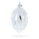 Pearlized Drops on White Glass Egg Christmas Ornament 4 Inches