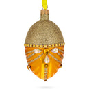 Glittered Orange Glass Egg Christmas Ornament 4 Inches