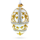 Jeweled Golden Chandelier on Silver Glass Egg Christmas Ornament 4 Inches
