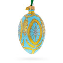 Golden Wheat on Turquoise Glass Egg Christmas Ornament 4 Inches