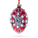 Diamond Star on Red Glass Egg Christmas Ornament 4 Inches