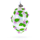 3D Roses in Silver Spiral Glass Egg Ornament 4 Inches