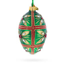 Red Jewel on Green Glass Egg Ornament 4 Inches