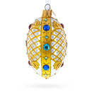 Multicolored Jewels on White Glass Egg Ornament 4 Inches