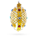 Multicolored Jewels on White Glass Egg Ornament 4 Inches