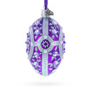 Purple Flowers on Purple Glass Egg Ornament 4 Inches