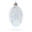3D Pearl Roses Glass Egg Ornament 4 Inches