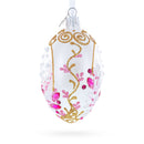 Pink Pearls on Clear Glass Egg Ornament 4 Inches