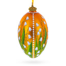 Lily of the Valley on Gold Egg Glass Ornament 4 Inches