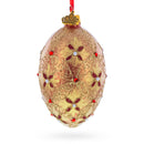 Gilded Bloom & Pearl Lattice Jeweled Glass Egg Ornament 4 Inches