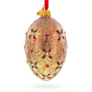 Gilded Bloom & Pearl Lattice Jeweled Glass Egg Ornament 4 Inches