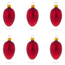Set of 6 Matte Red Mini Glass Egg Ornaments 2.9 Inches