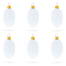 Set of 6 Glossy White Mini Glass Egg Ornaments 2.9 Inches