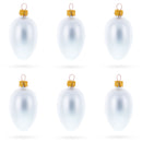 Set of 6 Matte  White Mini Glass Egg Ornaments 2.9 Inches