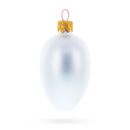 Set of 6 Matte  White Mini Glass Egg Ornaments 2.9 Inches
