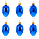 Set of 6 Glossy Blue Mini Glass Egg Ornaments 2.9 Inches