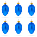 Set of 6 Matte Blue  Mini Glass Egg Ornaments 2.9 Inches