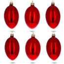 Set of 6 Red Glossy Glass Egg Ornaments 4 Inches