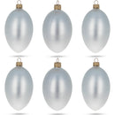 Set of 6 White Matte Glass Egg Ornaments 4 Inches