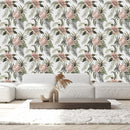 Contemporary White Wallpaper with Gentle Flowers Smart