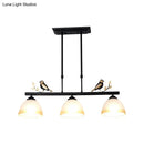 Lodge black bird dome pendant island lamp with milky glass kitchen