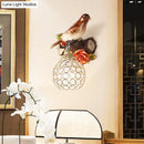 Lodge brown & cream bird wall sconce bedroom crystal global shade